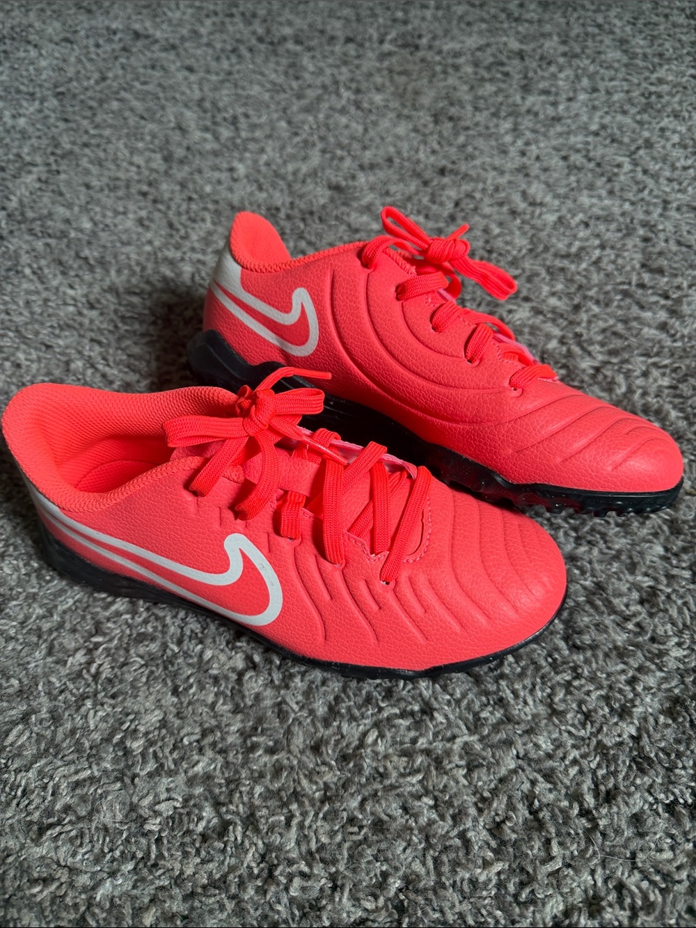 Nike Kids' Bright Coral Soccer Sneakers with White Swoosh